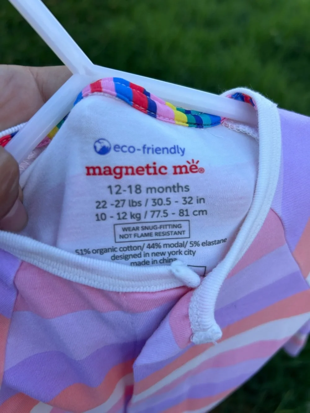 Magnetic Me Pink, Purple & Cream Striped Footie